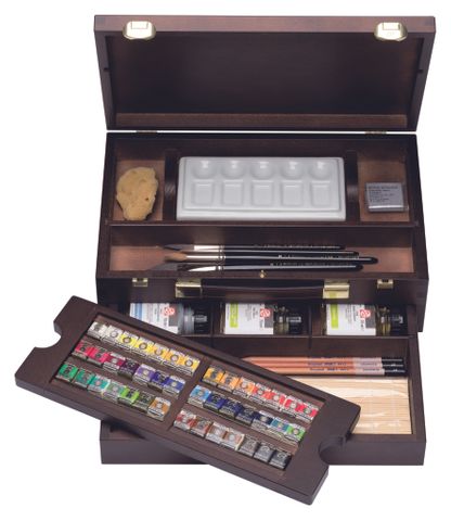 Rembrandt Watercolour Wooden Box Set Master Pans