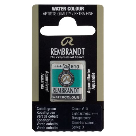 Rembrandt Watercolour Half Pan - 610 - Cobalt Gree
