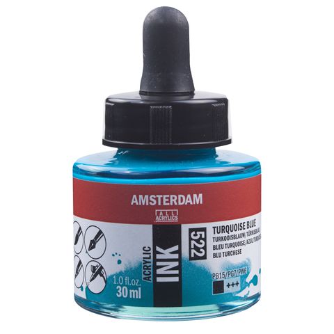 Amsterdam Acrylic Ink 30ml - 522 - Turquoise Blue