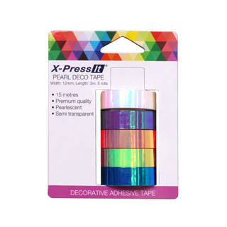 X-Press It Deco Tape Pearl 12mm x 3m x 5 rolls