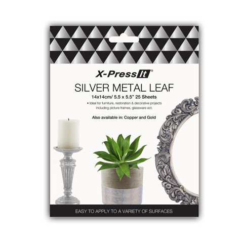 X-Press It Silver Metal Leaf 140x140 25 sh/bk