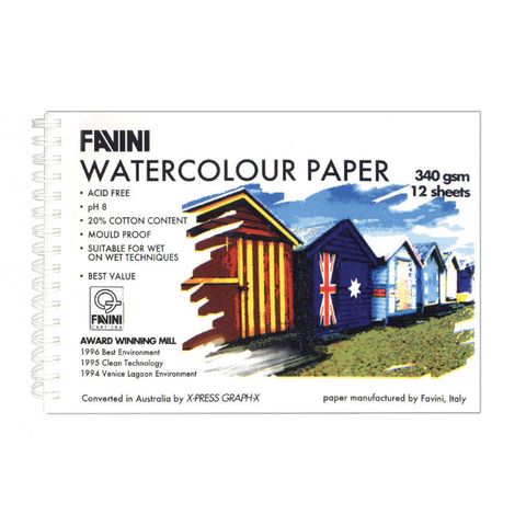 Favini Watercolour Pad 12sht 270x370mm