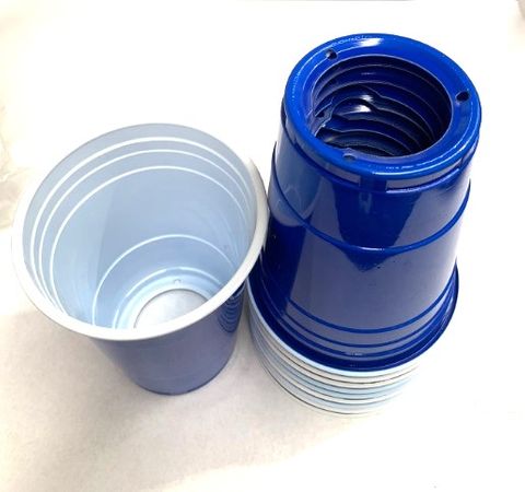 BLUE SOLO CUPS W/HOLE DRILLED - 10 Pack