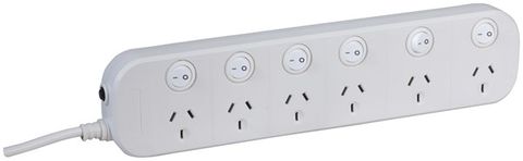 6 Way Switched Powerboard Surge/O-load