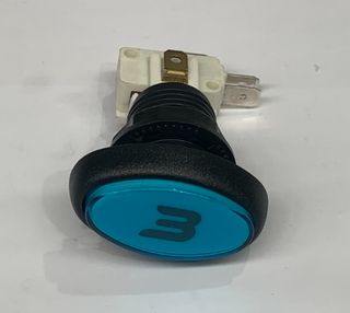 Button , Raw Thrills Oval Blue #3 Gold SW/6V LED IPB