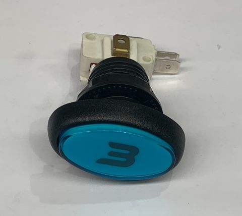 Button , Raw Thrills Oval Blue #3 Gold SW/6V LED IPB