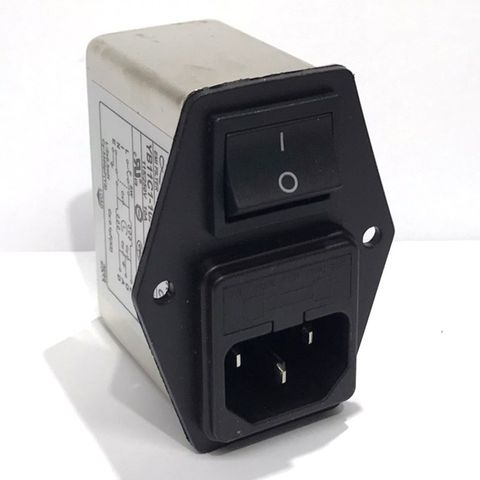 IEC Inlet with switch, filter and fuse.