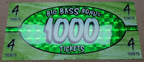Big Bass Wheel PRO Ticket Square Decal - 1000 GREEN HOLOGRAM
