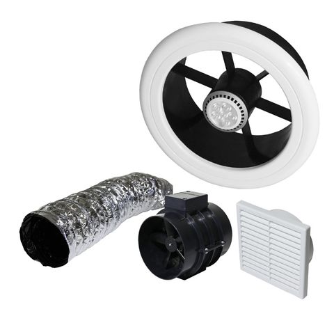 150MM INLINE CEILING FAN WITH LOW VOLTAGE LED LIGHT