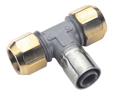BUTELINE BRASS INLINE COPPER TO PB PIPE TEE 1/2inX15MM