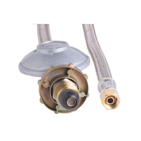BROMIC LPG REG & S/STEEL HOSE 900X1/4in (2KG/hr)