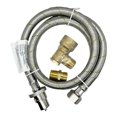 GAS COOKER HOSE S/S 1200MM C/W BAYONET & NIPPLE