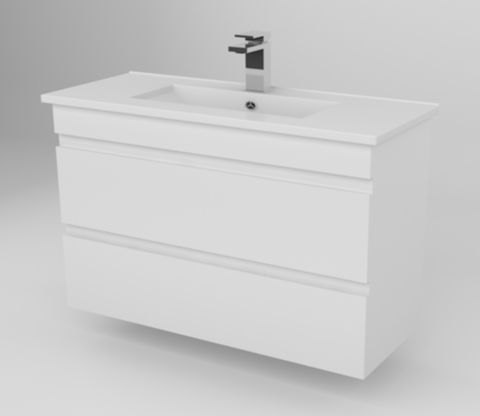 CARINA 900 2DRW SLIM W/HUNG VANITY WHITE