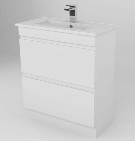 CARINA 750 2DRW SLIM FLOOR VANITY WHITE