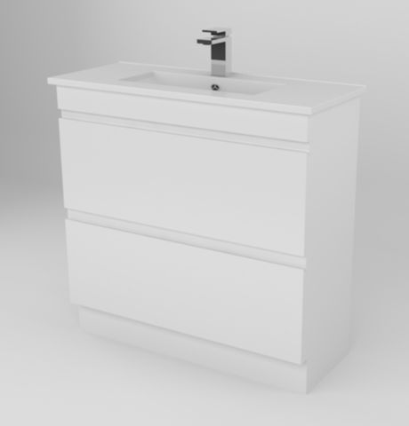 CARINA 900 2DRW SLIM FLOOR VANITY WHITE