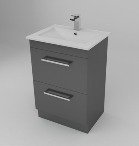 600 BERLINO 2DRW FLOOR VANITY MATT GREY