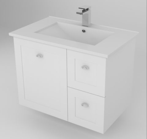 750 OXFORD WALL / FLOOR VANITY 1DR 2DRW WHITE (DANAE)