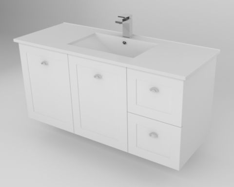 1200 OXFORD WALL / FLOOR VANITY 2DR 2DRW WHITE (DANAE)