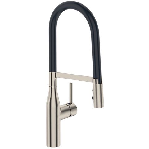 UNO GOOSENECK KITCHEN MIXER RUBBER POS BLACK / BRUSHED NICKEL
