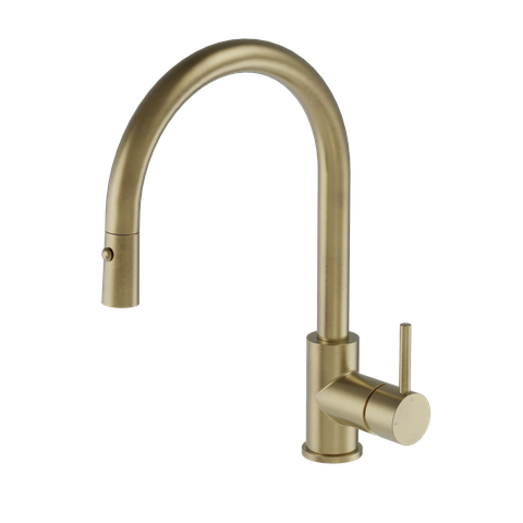 BUDDY KITCHEN MIXER ROUND SPOUT W POS BR BRASS