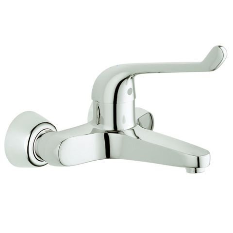 EUROECO LEVER WALL MOUNTED BASIN MIXER 204MM PROJECTION CHROME