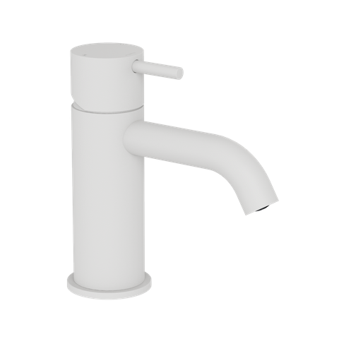 BUDDY LOW CURVED SPOUT BASIN MIXER WHITE