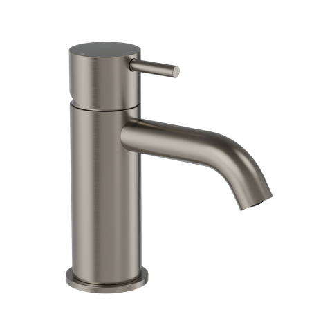 BUDDY LOW CURVED SPOUT BASIN MIXER BRUSHED NICKEL