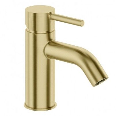 UNO BASIN MIXER CURVED SPOUT BRUSHED BRASS