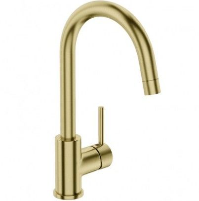 UNO GOOSENECK KITCHEN MIXER BRUSHED BRASS