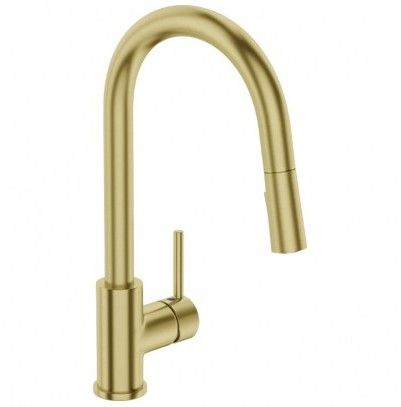 UNO GOOSENECK KITCHEN MIXER POS BRUSHED BRASS
