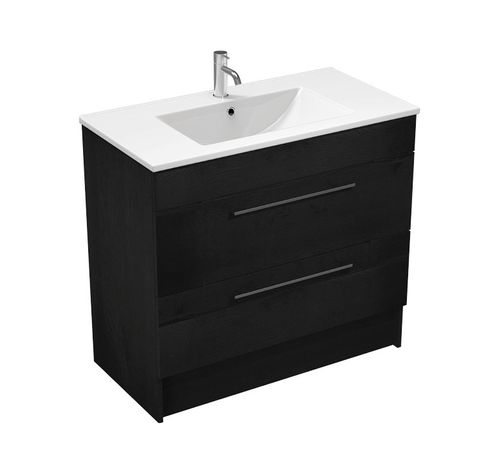 MIA 900 2 DRW FLOOR/WALL VANITY BLACK OAK