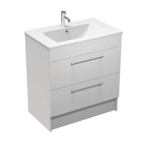 MIA 750 2 DRW FLOOR/WALL VANITY WHITE GLOSS