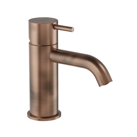 BUDDY LOW CURVED SPOUT BASIN MIXER BRUSHED COPPER