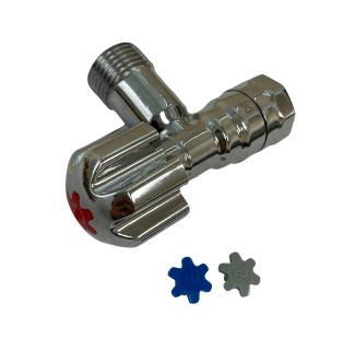 BRASS RIGHT ANGLE SWIVEL BALL VALVE 1/2 INCH BSP (CHROME PLATED)