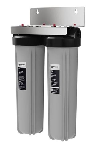 TWIN 20INCH LARGE DIA HOUSING 25MM CONN + FILTERS FOR MAINS WATER