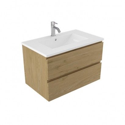 EVOLVE WALL VANITY 760MM V.C TOP 2 DRW FRENCH OAK