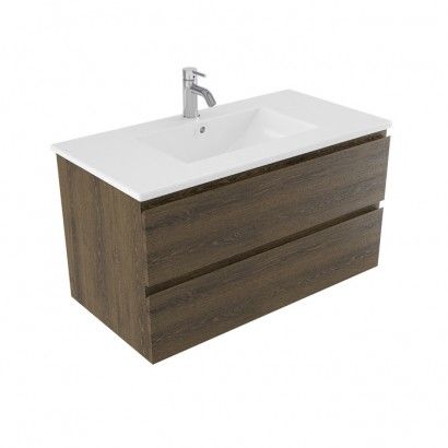 EVOLVE WALL VANITY 910MMV.C TOP 2 DRW SMOKEY OAK