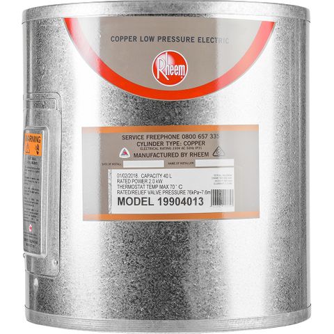 RHEEM 40L 460X490H UBENCH LP HWC