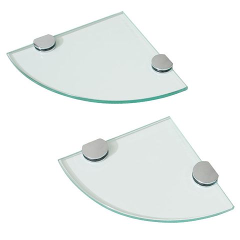 GLASS CORNER SHELVES ROUND - PAIR
