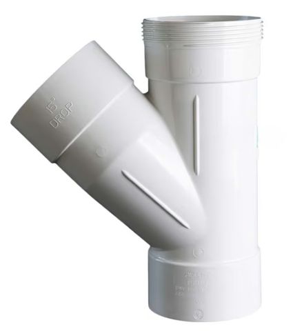 DWV DROP DOWN PLAIN LH JUNCTION 100MMX45X15DEG